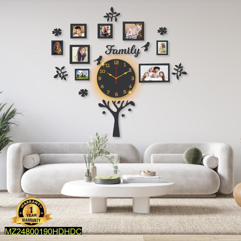 Family Tree Laminated Wall Clock With Backlight