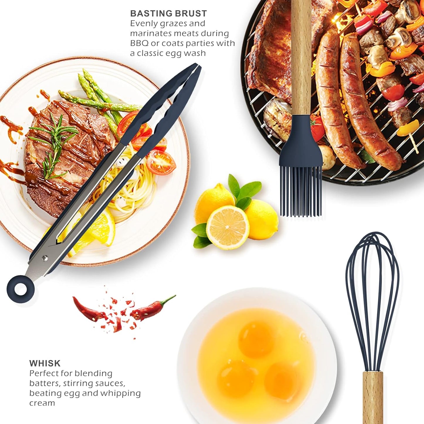 12 Pcs Silicone Cooking Utensils Kitchen Utensil Set