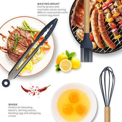 12 Pcs Silicone Cooking Utensils Kitchen Utensil Set