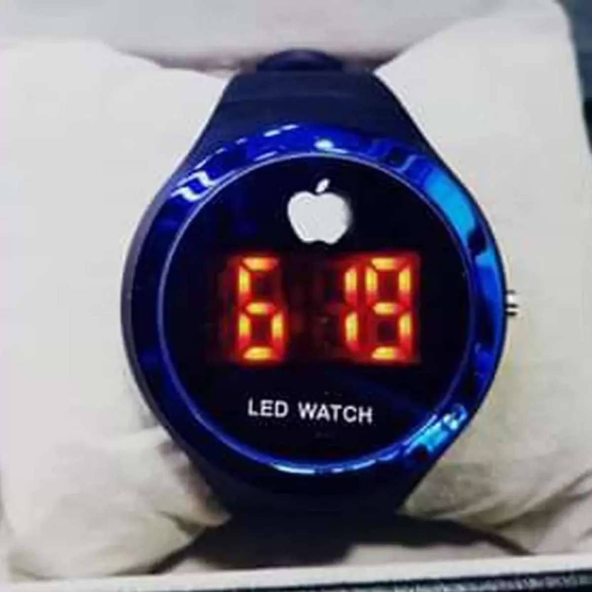 Round Shape Led Digital Watch with Apple Logo Digital Watch For Men and Women ( Random Color ) - Without Box