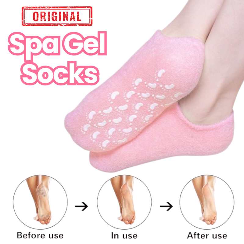 Reusable Silicone Spa Gel Socks For Dry Feet And Cracked Heel Treatment – Moisturizing Hydrating Softening And Skin Smoothing Overnight Foot Care