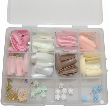 96 Pcs Artificial Nails With Beads