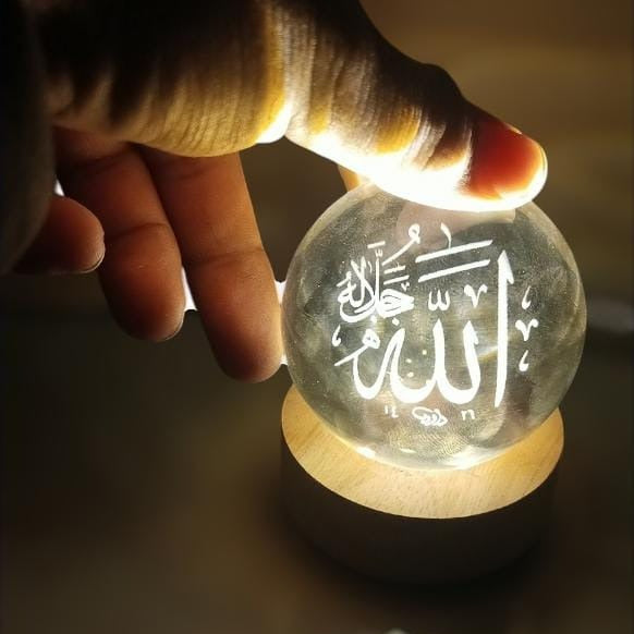 Crystal Ball 3D Arabic Night Lamp Allah Name