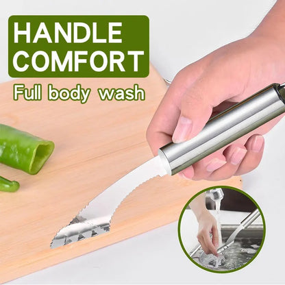 Stainless Steel Pepper Corer & Vegetable Slicer – Multifunction Jalapeno Core Remover, Fruit & Seed Extractor Tool