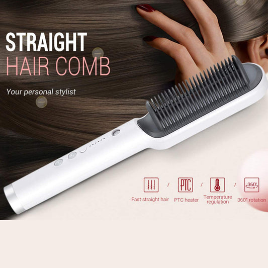 909 Hair Straightener Brush – Fast Heating, Smooth Styling, And Easy-To-Use Design For Quick And Professional Hair Straightening (Random Colors)