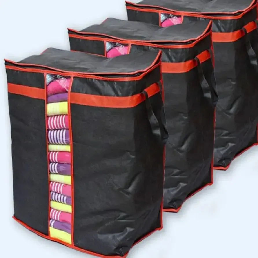 Cloth Storage Bag For Organized Wardrobe, Dust Protection, And Space-Saving Clothing Storage Solution (Pack Of 3)