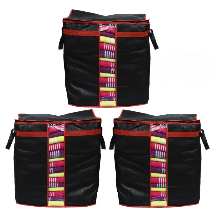 Cloth Storage Bag For Organized Wardrobe, Dust Protection, And Space-Saving Clothing Storage Solution (Pack Of 3)