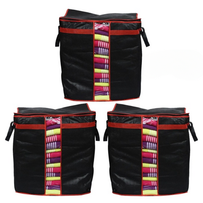 Cloth Storage Bag For Organized Wardrobe, Dust Protection, And Space-Saving Clothing Storage Solution (Pack Of 3)