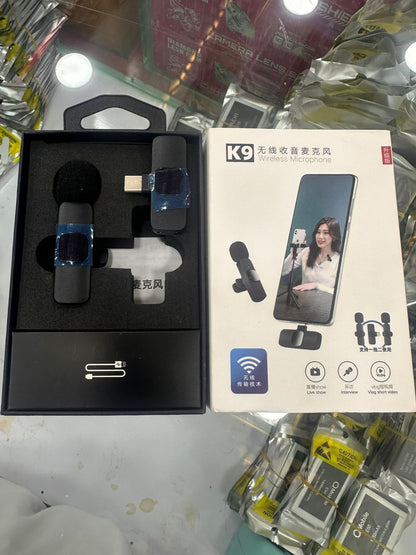 K9 Double Mic | Type‑C Connector 🎤 | Good Sound Quality | Long Battery 🔋 Time | Portable Wireless