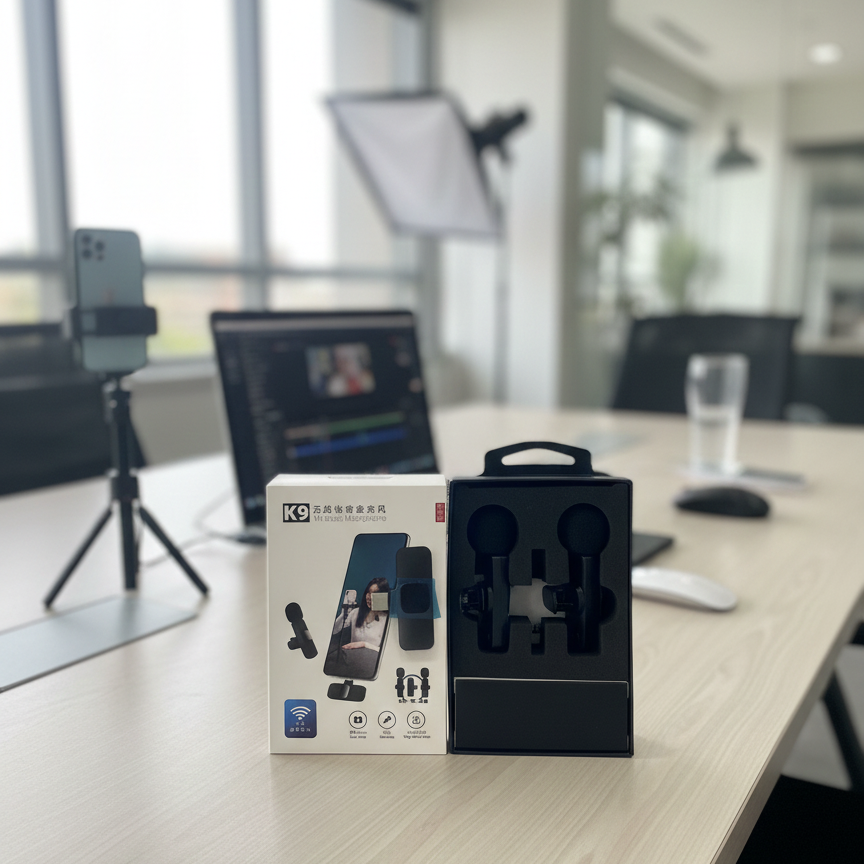 K9 Double Mic | Type‑C Connector 🎤 | Good Sound Quality | Long Battery 🔋 Time | Portable Wireless