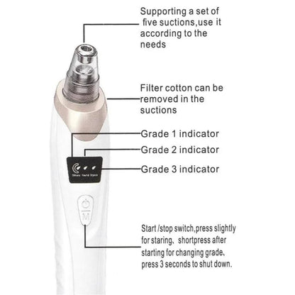 Face Vacuum Suction Blackhead Remover Pore Cleaner Electric Deep Cleansing Tool For Nose And Face