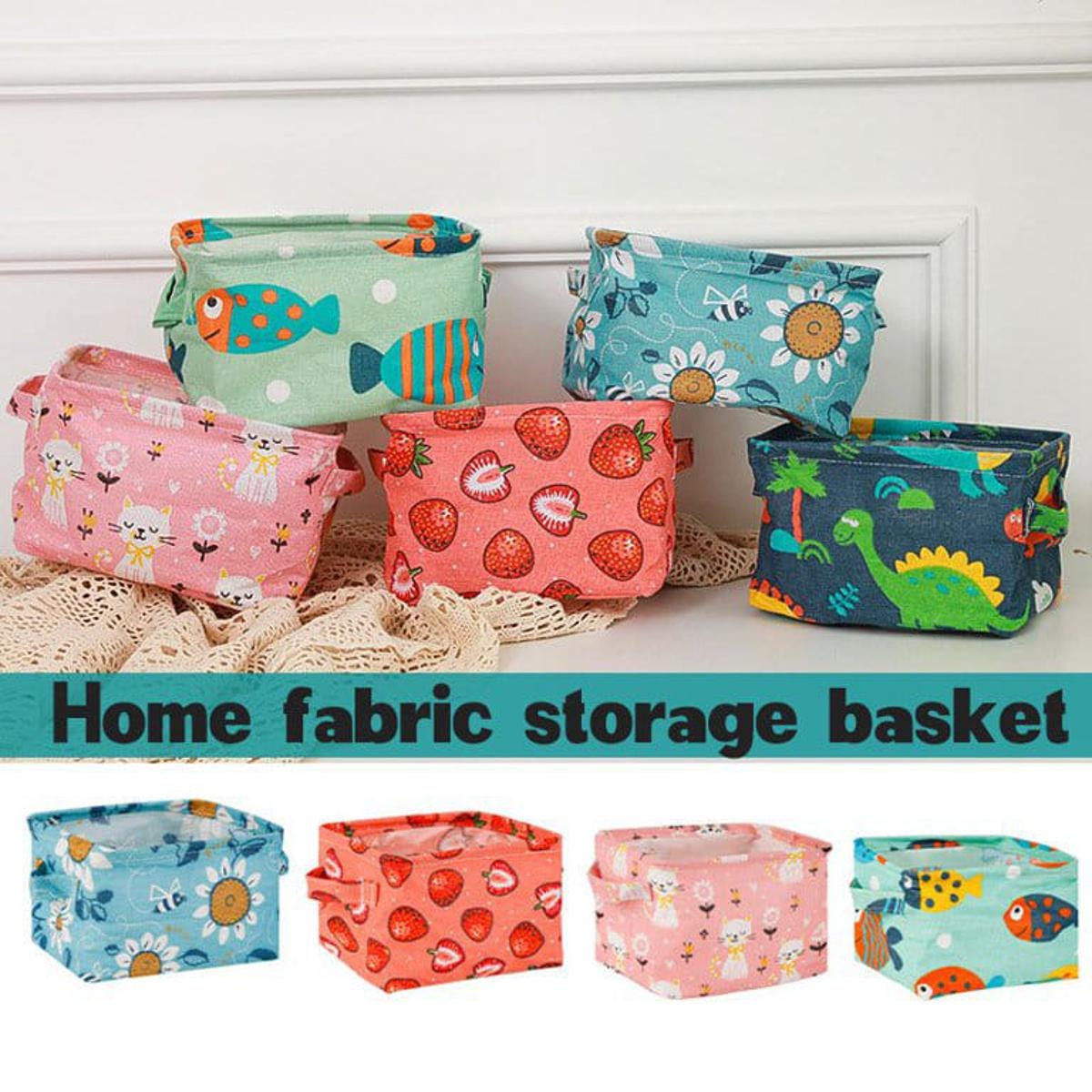 Foldable Desktop Storage Basket (Random Colour And Design)