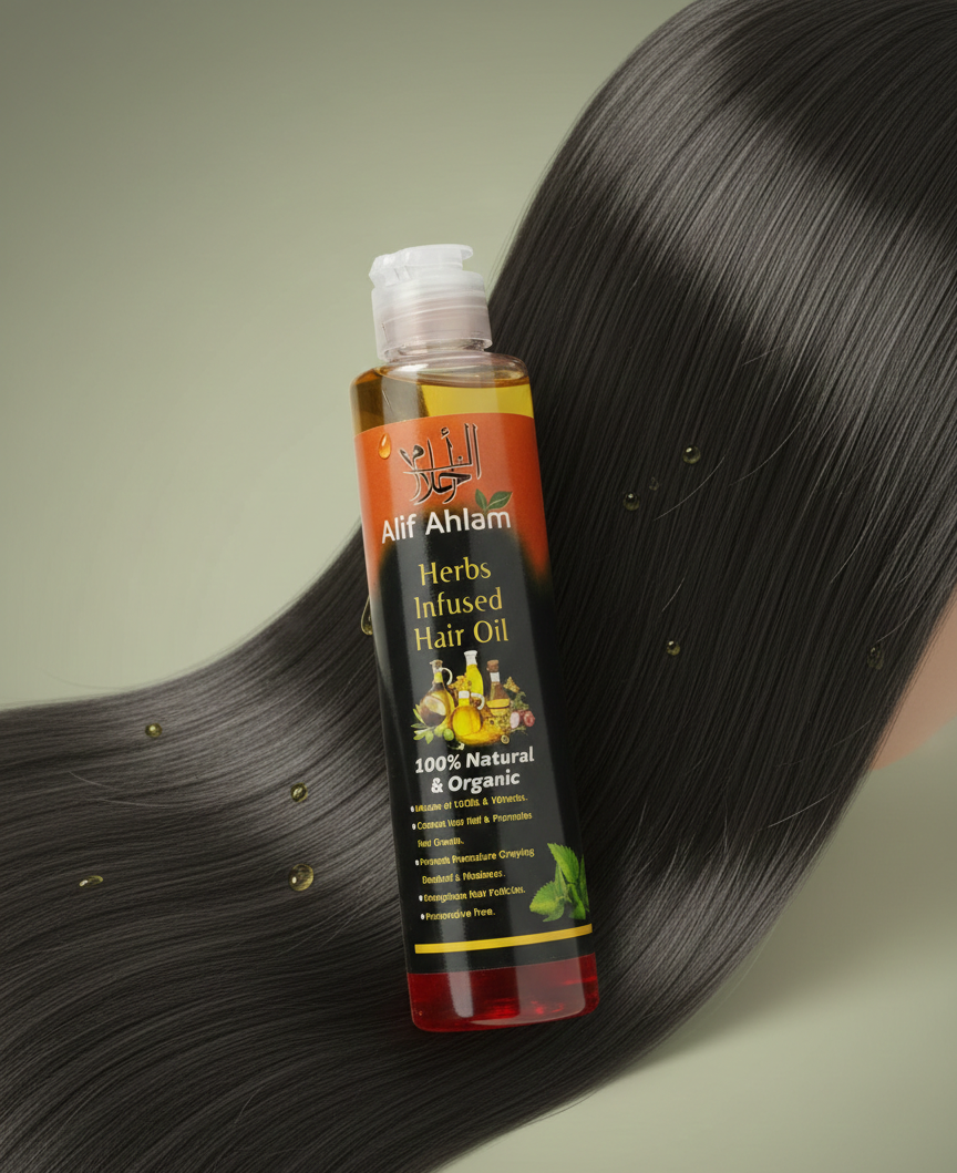 Alif Ahlam Pure Herbs Hair Oil | Natural Care & Hair Vitality | Wellness Boost Soft & Nourishing Formula | 150 ml