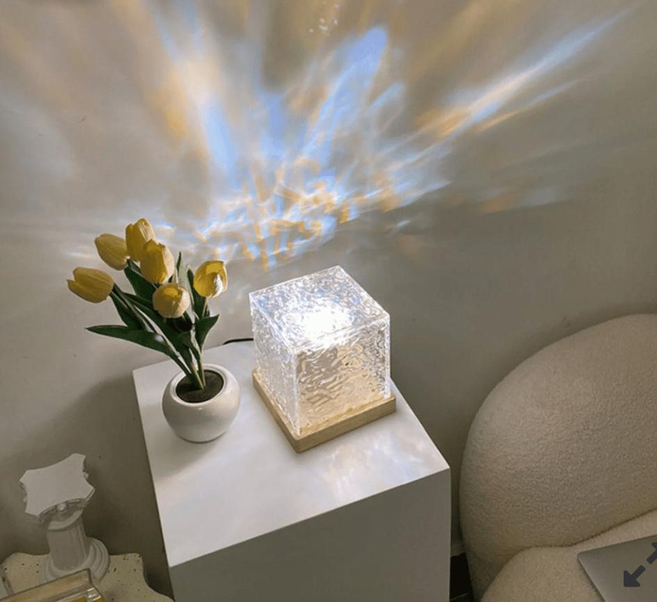 Dynamic Rotating Water Ripple Night Light 12 Colors Flame Crystal Lamp