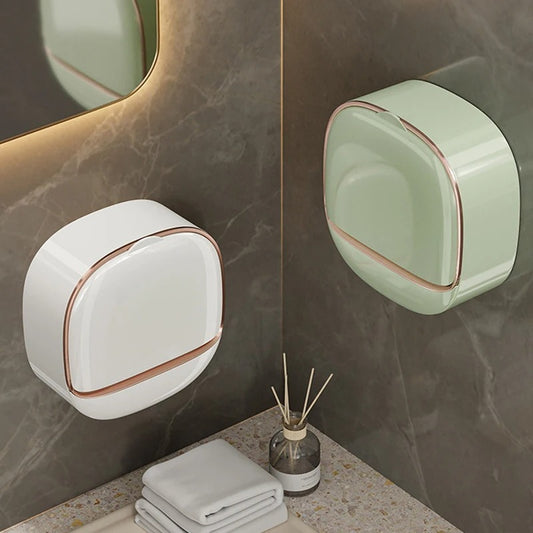 1PC Soap Box Wall Mounted Light Luxury Soap Holder Punch Free Drain Laundry Soap Box Easy Cleaning