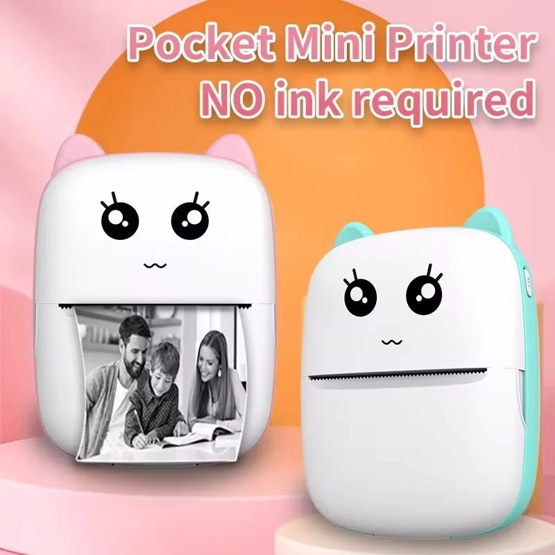 Mini Portable Thermal Printer | Wireless Bluetooth Pocket Photo Printer | 1 Paper Roll Included | Random Colou