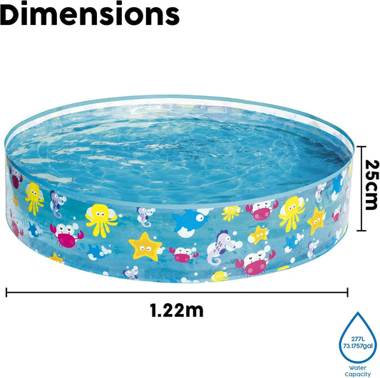 Bestway Sea Creature Paddling Pool Kiddie Swimming Pool, Inflatable Above Ground Pool, Outdoor Garden Pool, Blue, 48 x 10 Inch