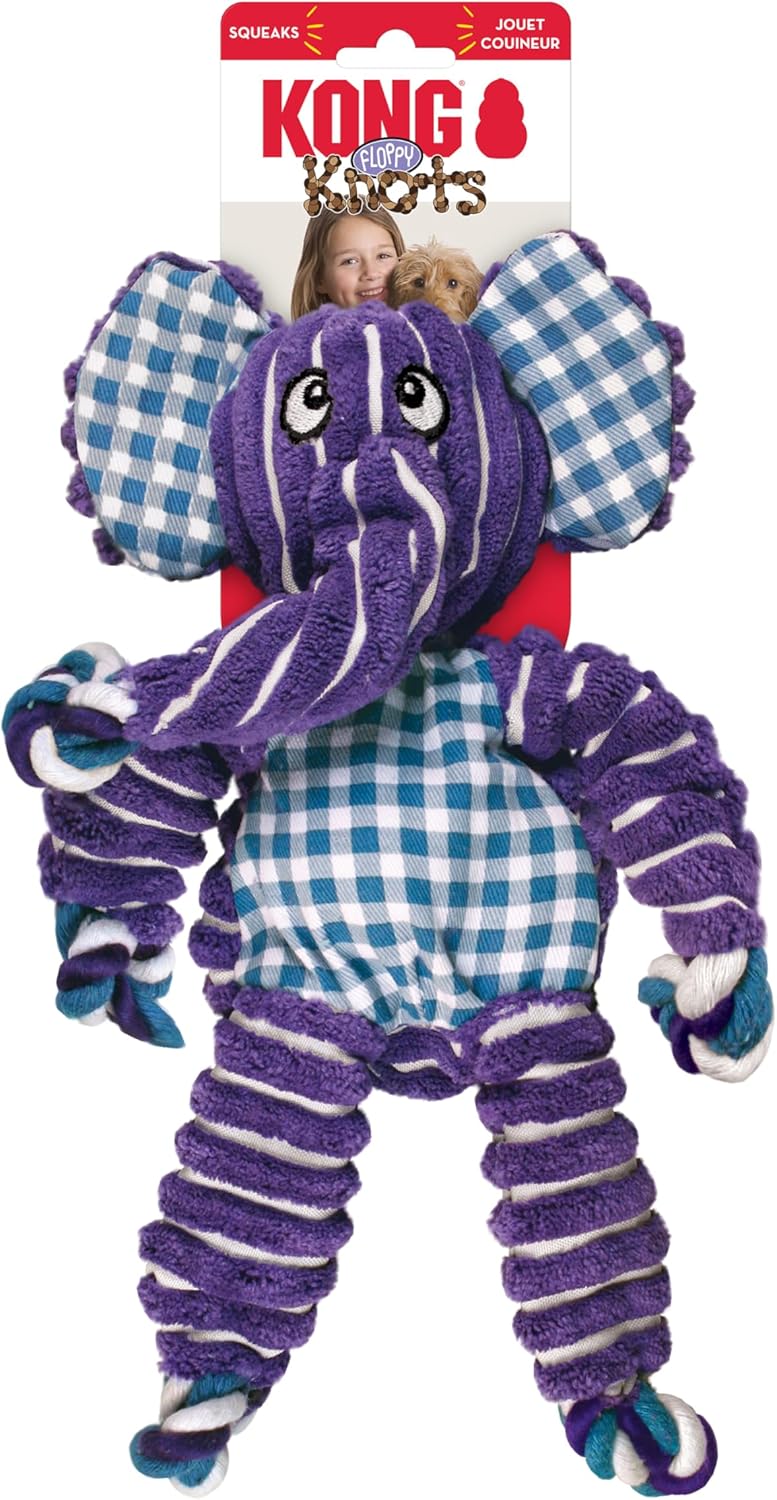 Floppy Knots Elephant Dog Toy for Medium/Large Dogs | Knotted Rope Plush | Minimal Stuffing | Squeaker Toy