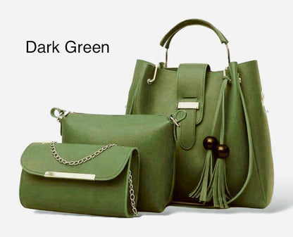Stylish Women's Leather Hand Bag Set - 3 Pcs in Multiple Colors