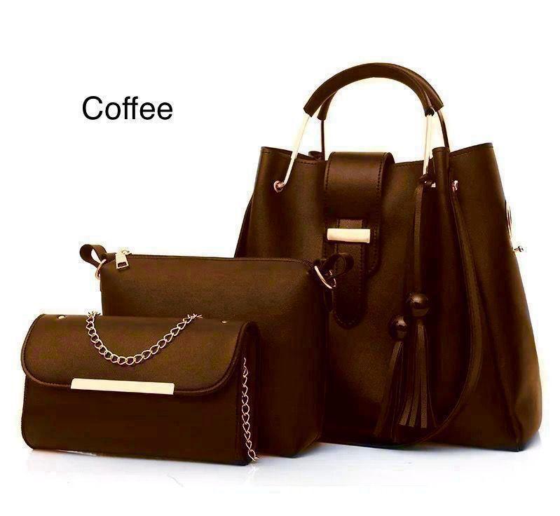 Stylish Women's Leather Hand Bag Set - 3 Pcs in Multiple Colors