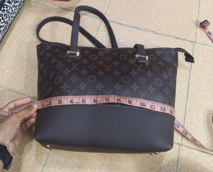 Chic Girl's Printed Rexine Tote Bag - 2 Pcs Style Set