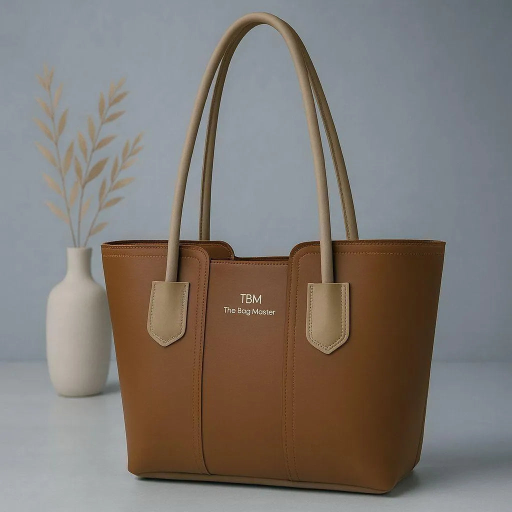 Women's Leather Plain Tote Bag