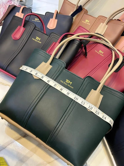 Women's Leather Plain Tote Bag