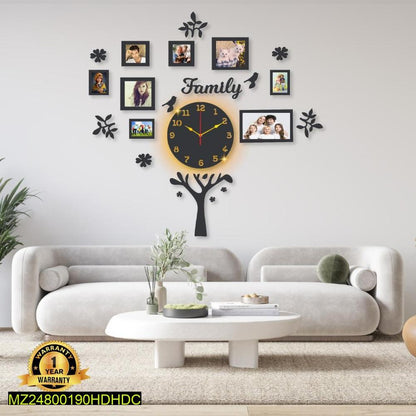 Family Tree Laminated Wall Clock With Backlight