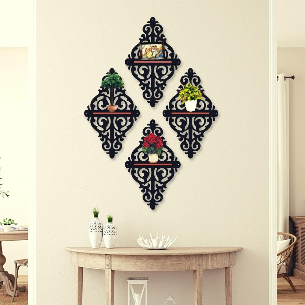 Square Grill Wall Hanging Shelves, Pack of 4