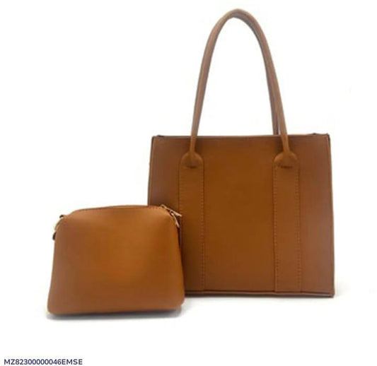 Women's PU Leather Plain Hand Bag Set