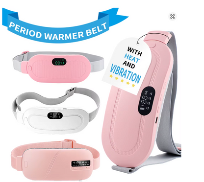 Portable Menstrual Heating Pad Belt for Women – Electric Period Pain Relief Massager with 3 Heat Levels & 4 Massage Modes
