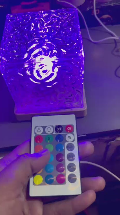 Dynamic Rotating Water Ripple Night Light 12 Colors Flame Crystal Lamp