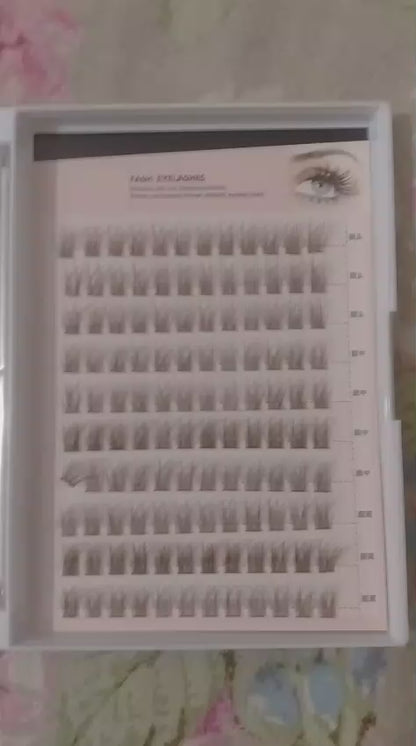 Pre-Glued Wispy Eyelash Clusters – DIY Eyelash Extension Box, Brown Fiber Lashes