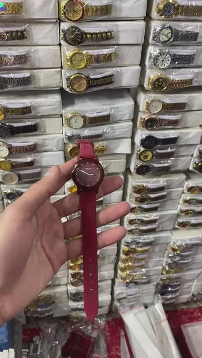 Ladies Waterproof Watch Elegant Round Dial With Soft Strap Stylish Design (Without Box)