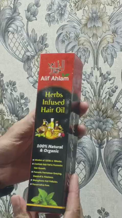 Alif Ahlam Pure Herbs Hair Oil | Natural Care & Hair Vitality | Wellness Boost Soft & Nourishing Formula | 150 ml