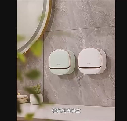 1PC Soap Box Wall Mounted Light Luxury Soap Holder Punch Free Drain Laundry Soap Box Easy Cleaning