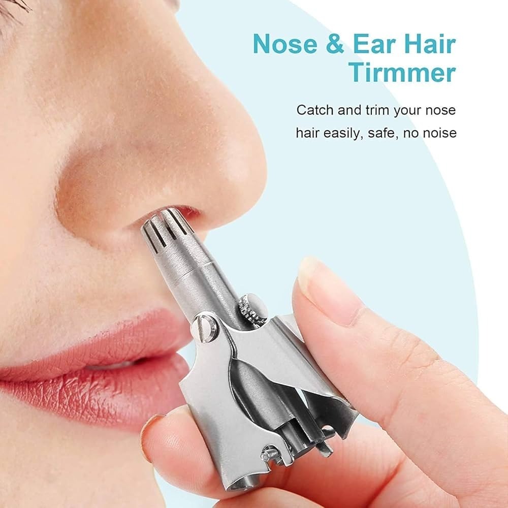 Mini Portable Stainless Steel Nose Hair Trimmer –Manual Safe Grooming Tool for Men & Women