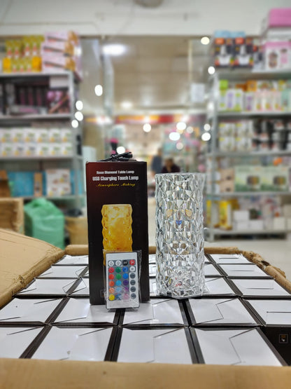 16-Color RGB Crystal Diamond Touch Lamp – Rechargeable Touch Control LED Lamp with Remote