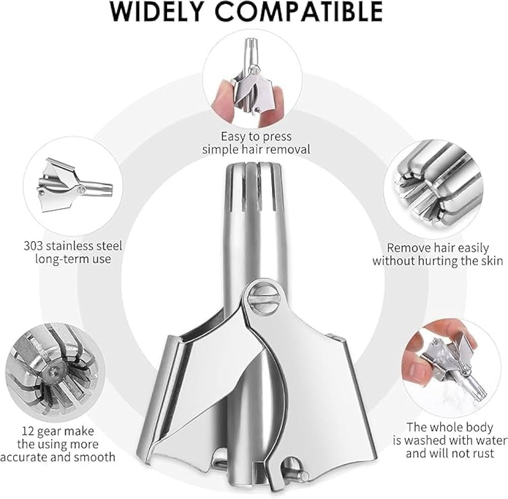 Mini Portable Stainless Steel Nose Hair Trimmer –Manual Safe Grooming Tool for Men & Women