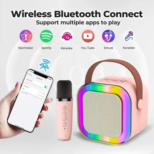 K12 Portable Speaker With Single Mic | Karaoke Microphone With Speaker | Portable Wireless Bluetooth Speaker