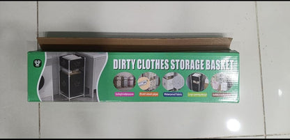 Fabric Laundry Hamper With Dual Compartments And White Metal Frame For Organized Clothing And Underwear Storage